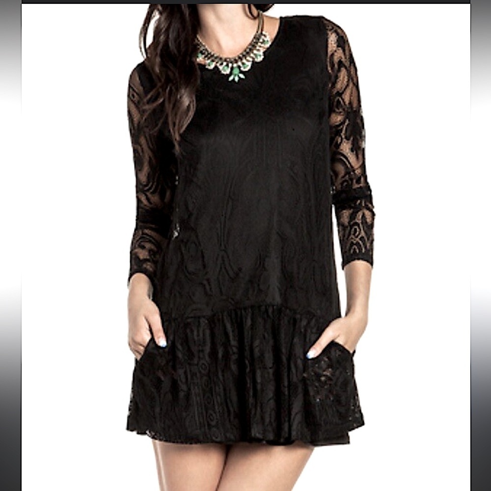 Lovers + Friends black lace dress